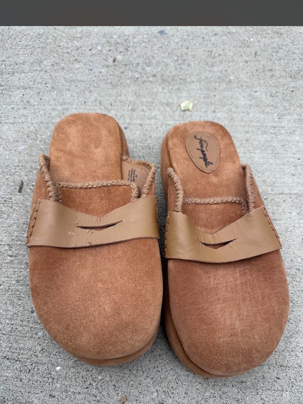 Free People Suede Leather Slip-On Clog in Brown - women